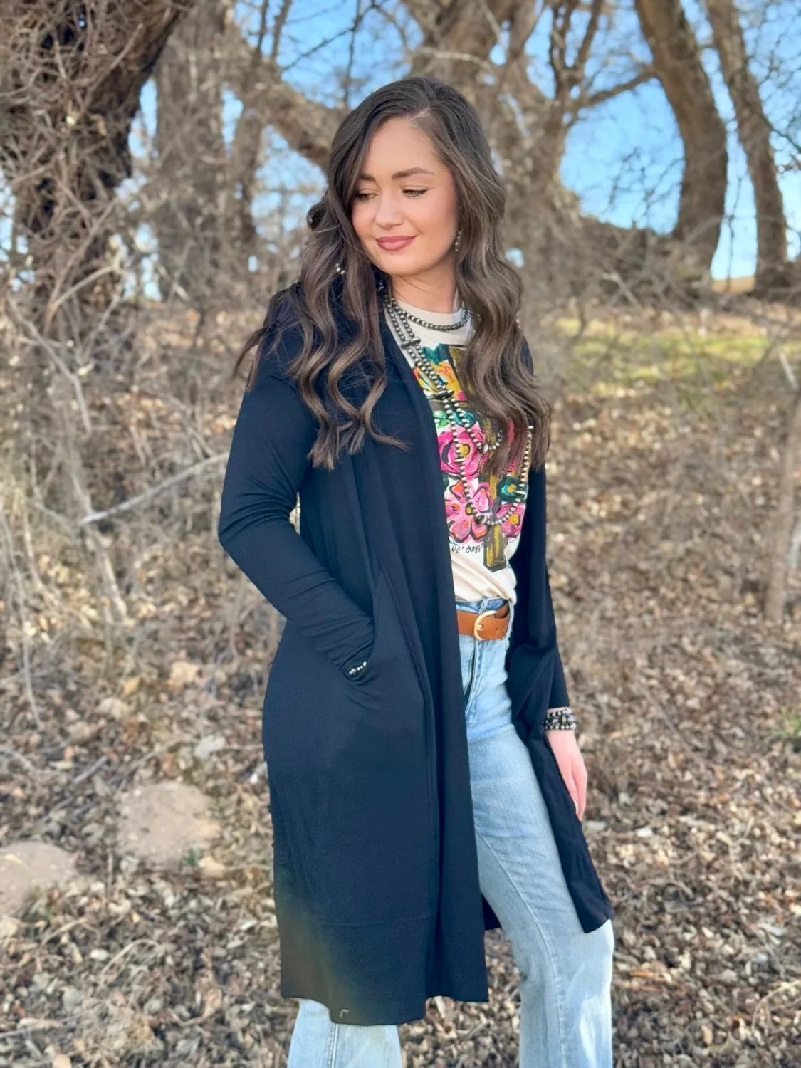 Melinda Long Black Cardigan
