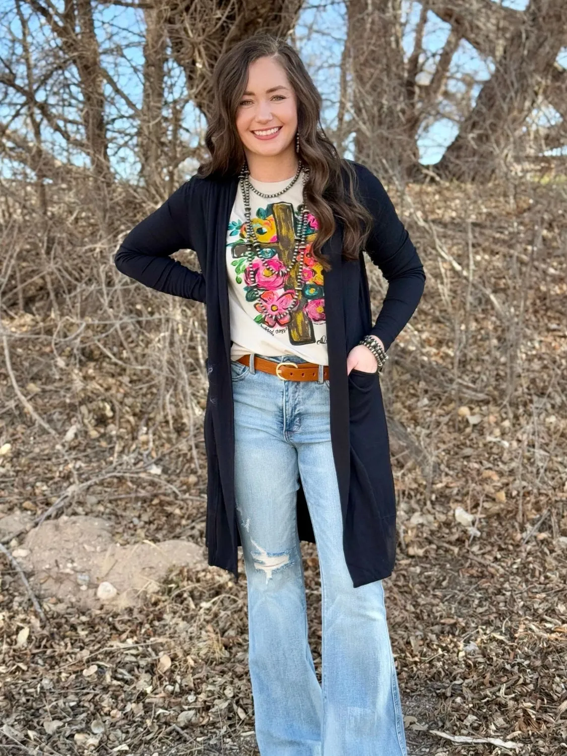 Melinda Long Black Cardigan