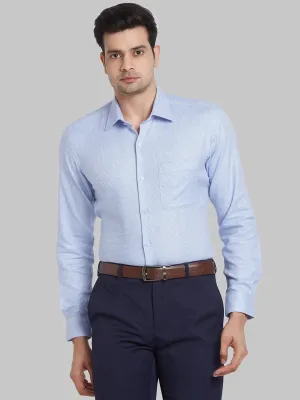 Men Blue Contemporary Fit Structure Cotton Shirts
