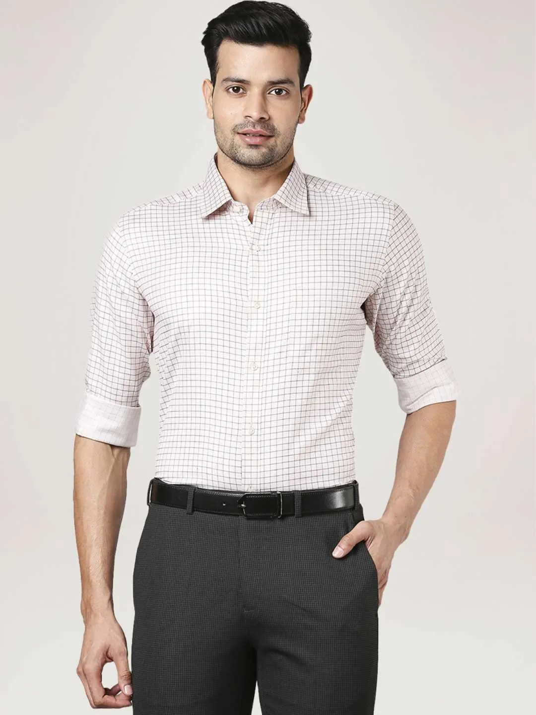 Men Fawn Contemporary Fit Checks Cotton Shirts