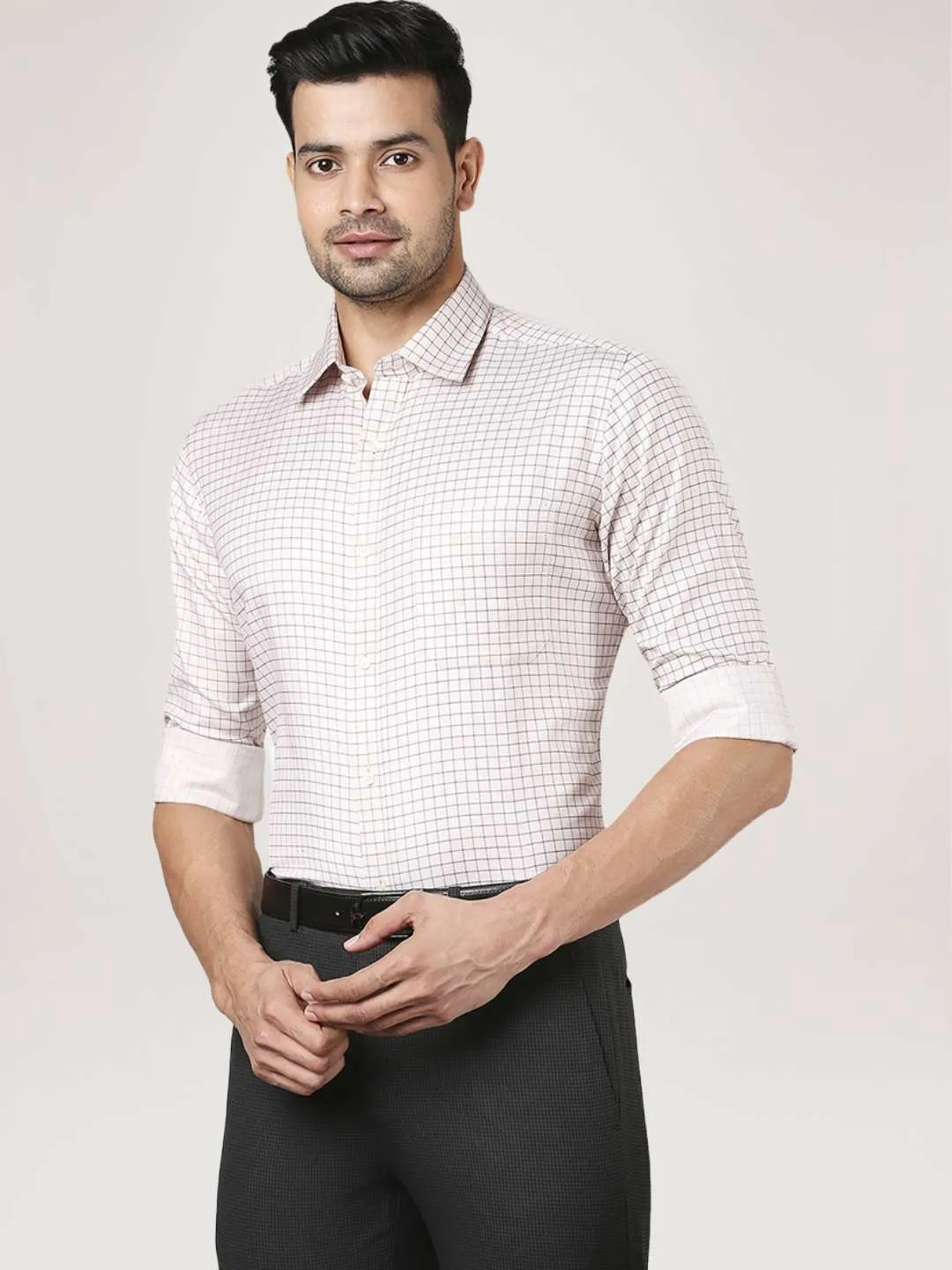 Men Fawn Contemporary Fit Checks Cotton Shirts