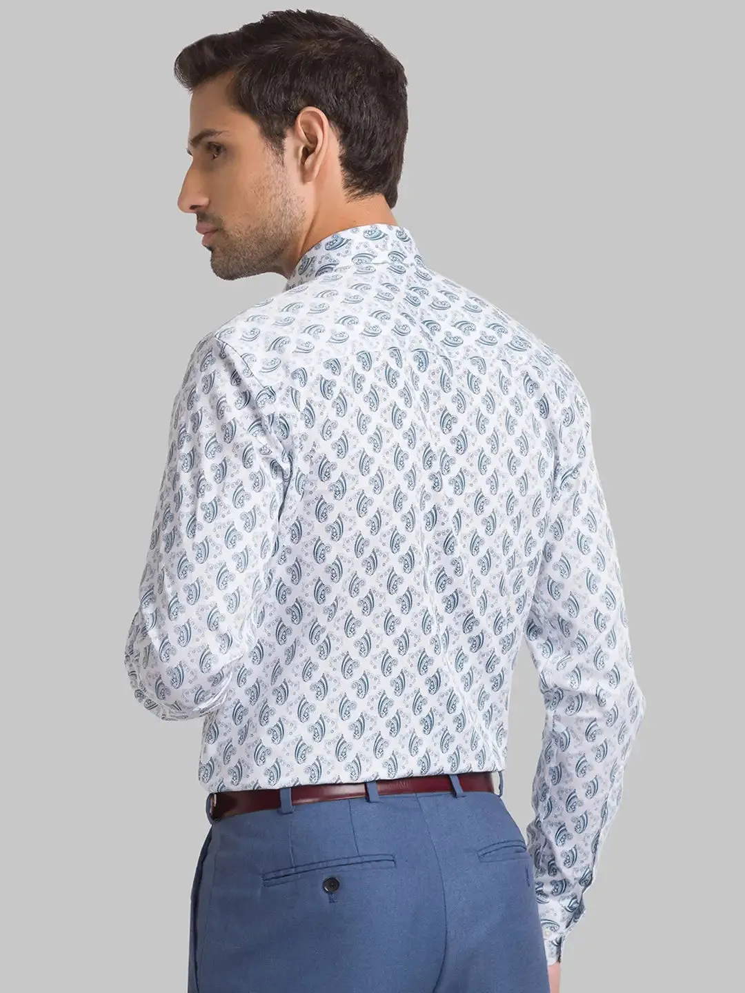 Men Grey Contemporary Fit Print Cotton Shirts