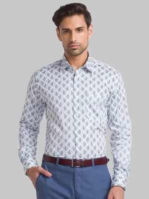 Men Grey Contemporary Fit Print Cotton Shirts