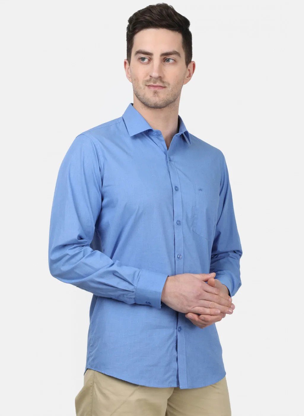 Mens Blue Solid Shirts