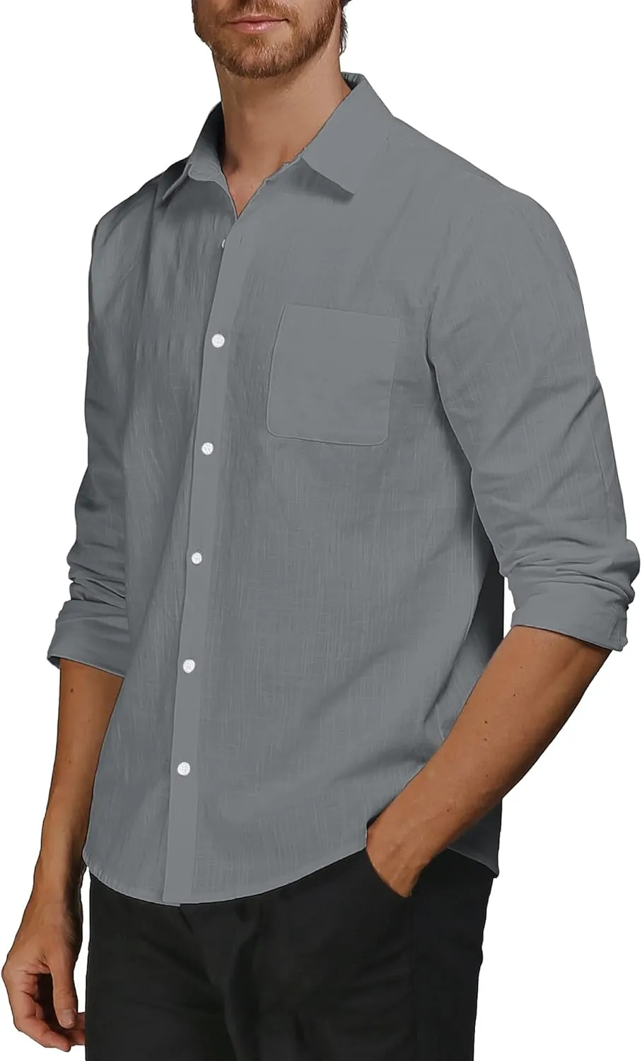 Men's Cotton Linen Shirts Casual Shirts Button Down Shirts Regular Fit Long Sleeve Tops