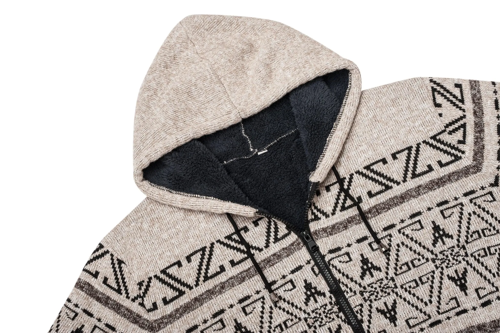 Men's Khaki Full Zipper Fleece Hoodie-ZPK005864