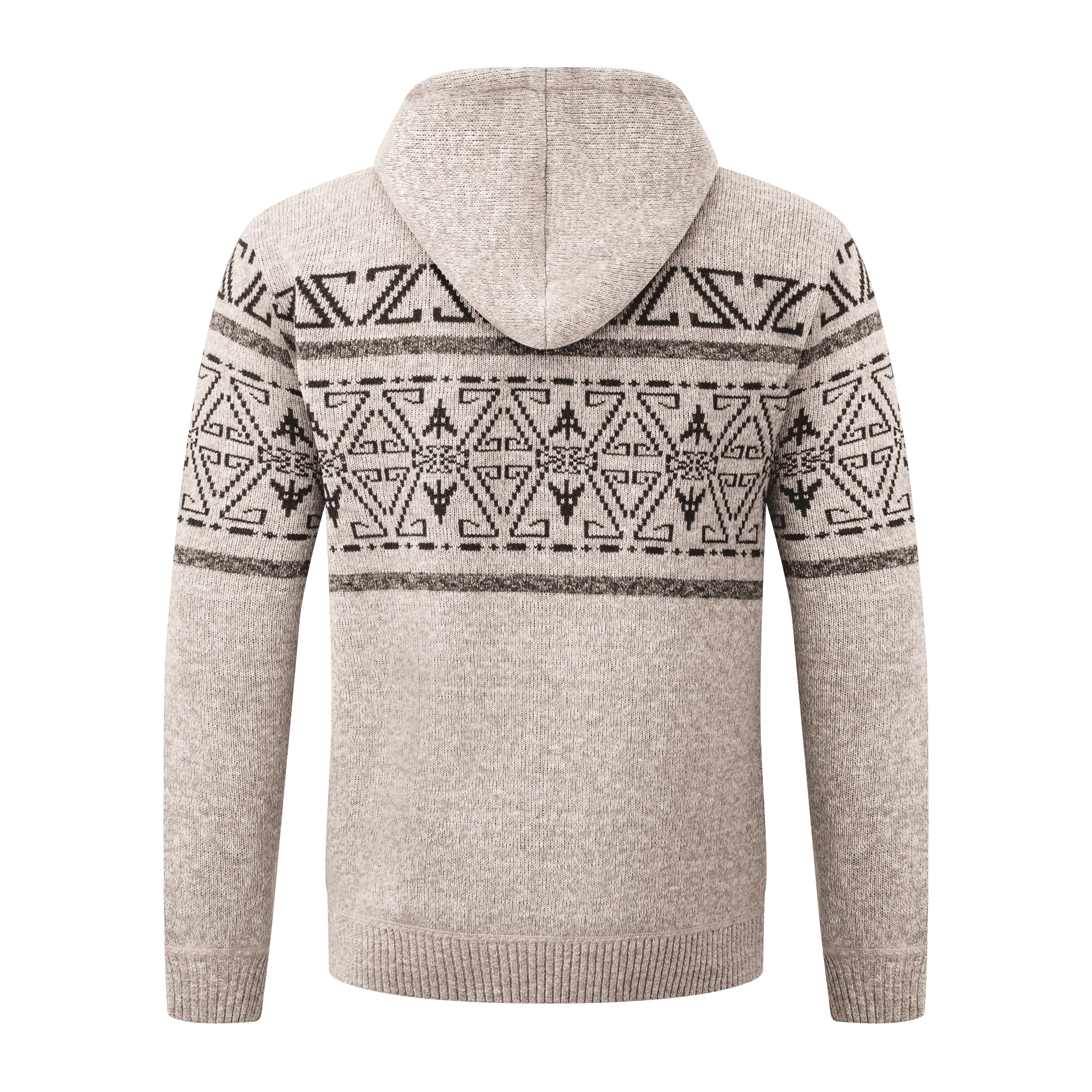 Men's Khaki Full Zipper Fleece Hoodie-ZPK005864