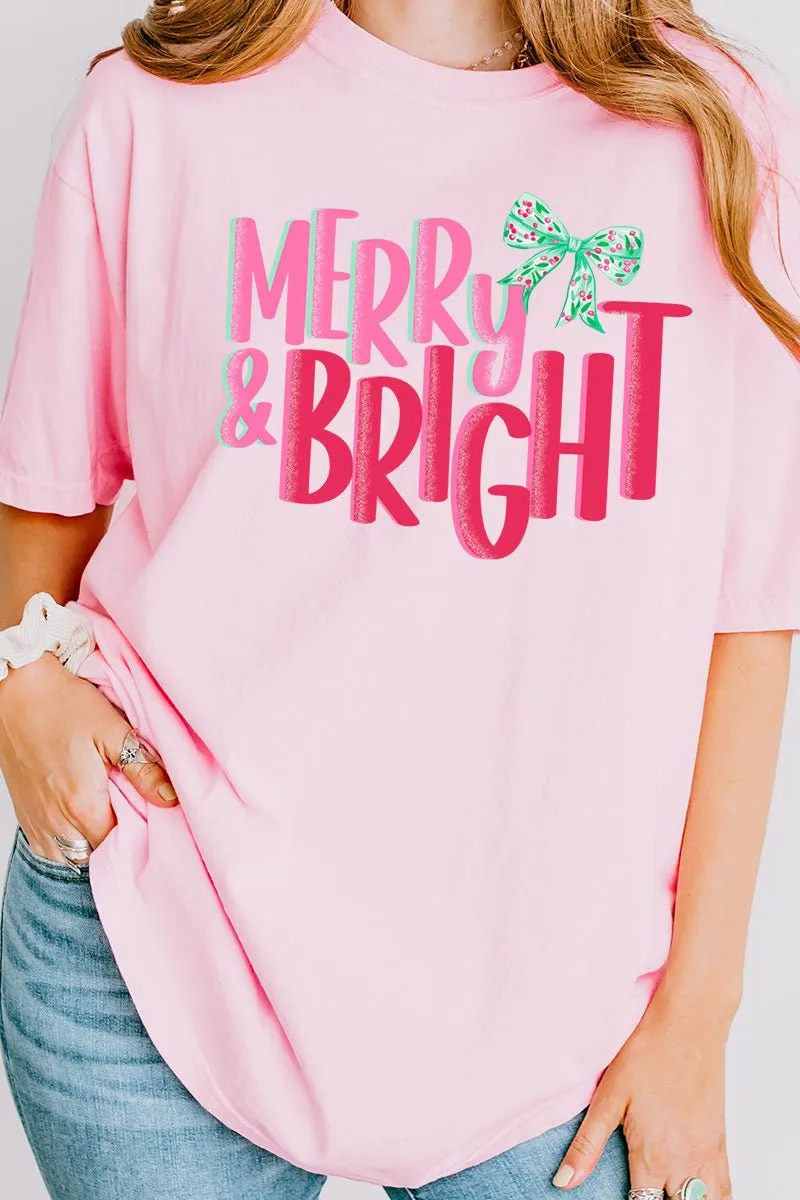 Merry And Bright Coquette Bow Comfort Colors Adult Ring-Spun Cotton Tee
