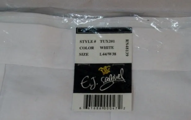NEW E.J. SAMUEL Tuxedo Suit PANT 32 WHITE Formal Wedding NWT Mens