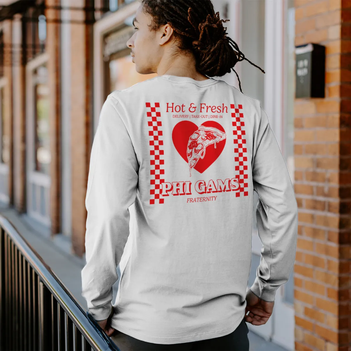 New! FIJI Comfort Colors Hot and Fresh Pizza Long Sleeve Tee