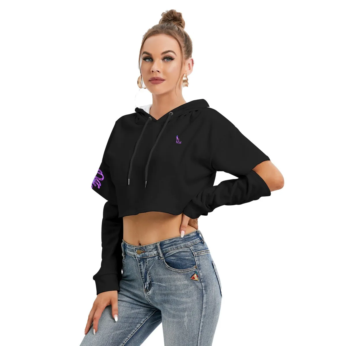 Officially Sexy Black Space Collection Women's Heavy Fleece Hoodie With Hollow Out Sleeve