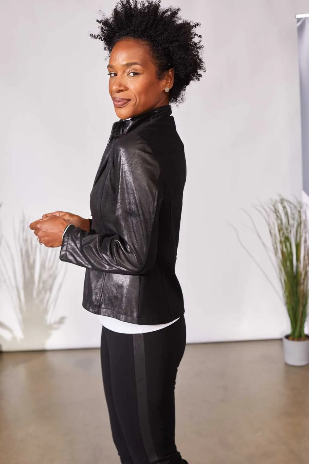 PERUZZI Pleather Side Stripe Trouser