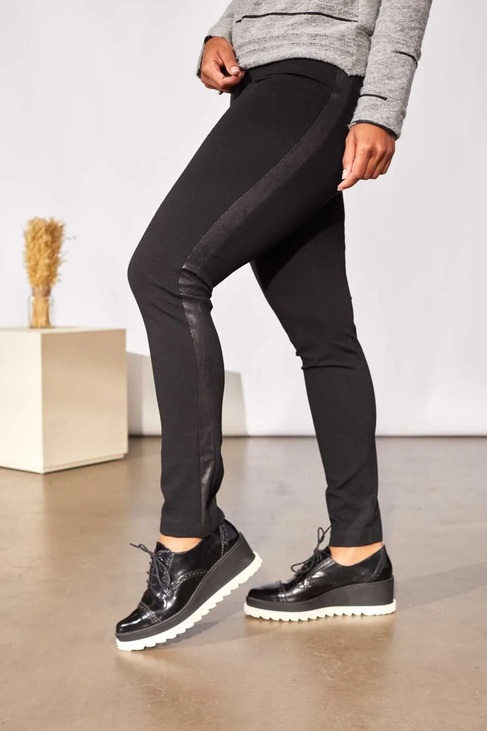 PERUZZI Pleather Side Stripe Trouser
