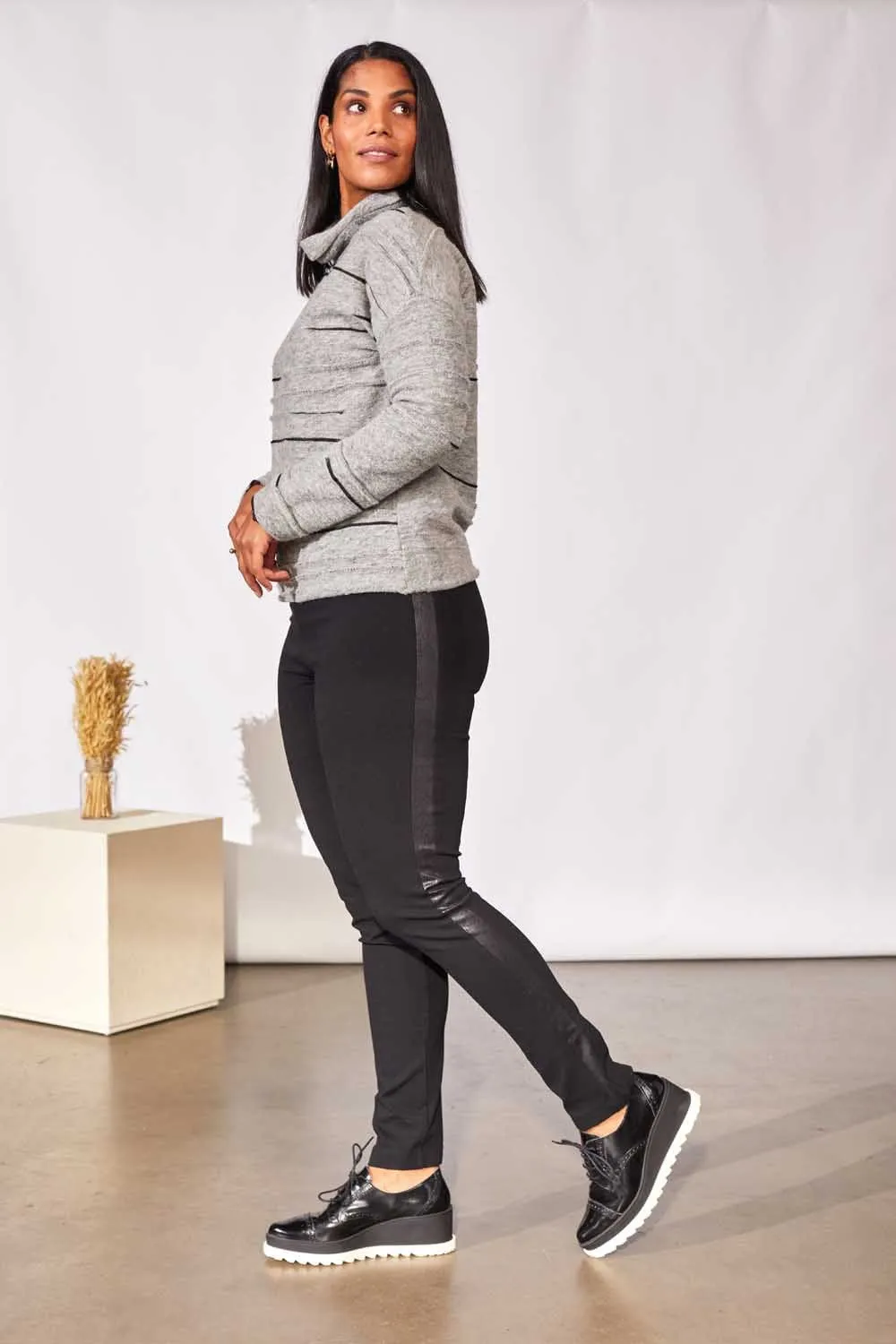 PERUZZI Pleather Side Stripe Trouser