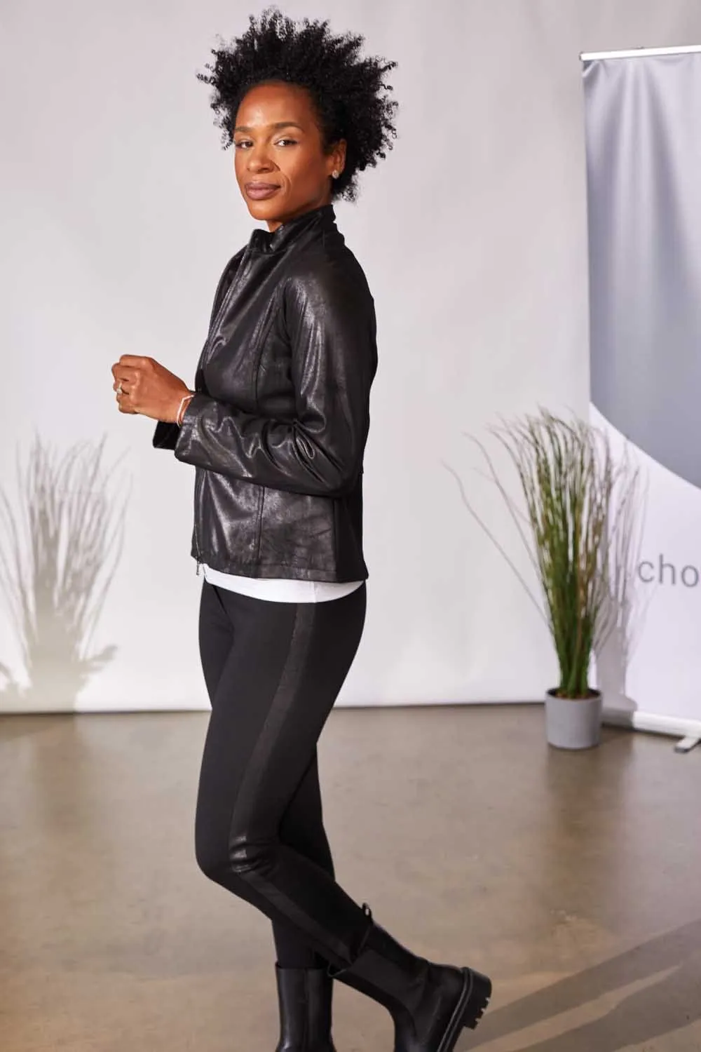 PERUZZI Pleather Side Stripe Trouser