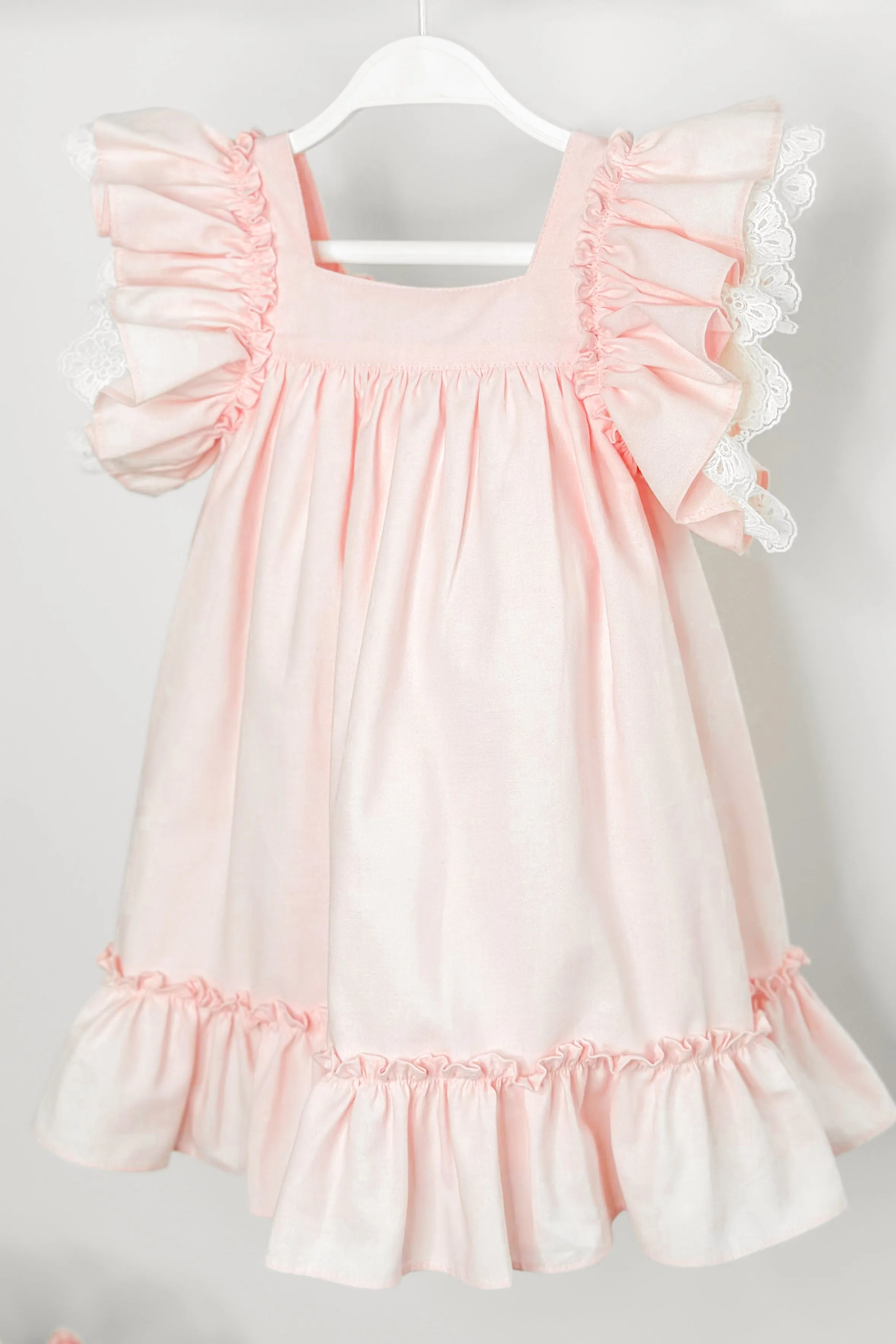 "Celine" Pink Lace Sleeve Dress