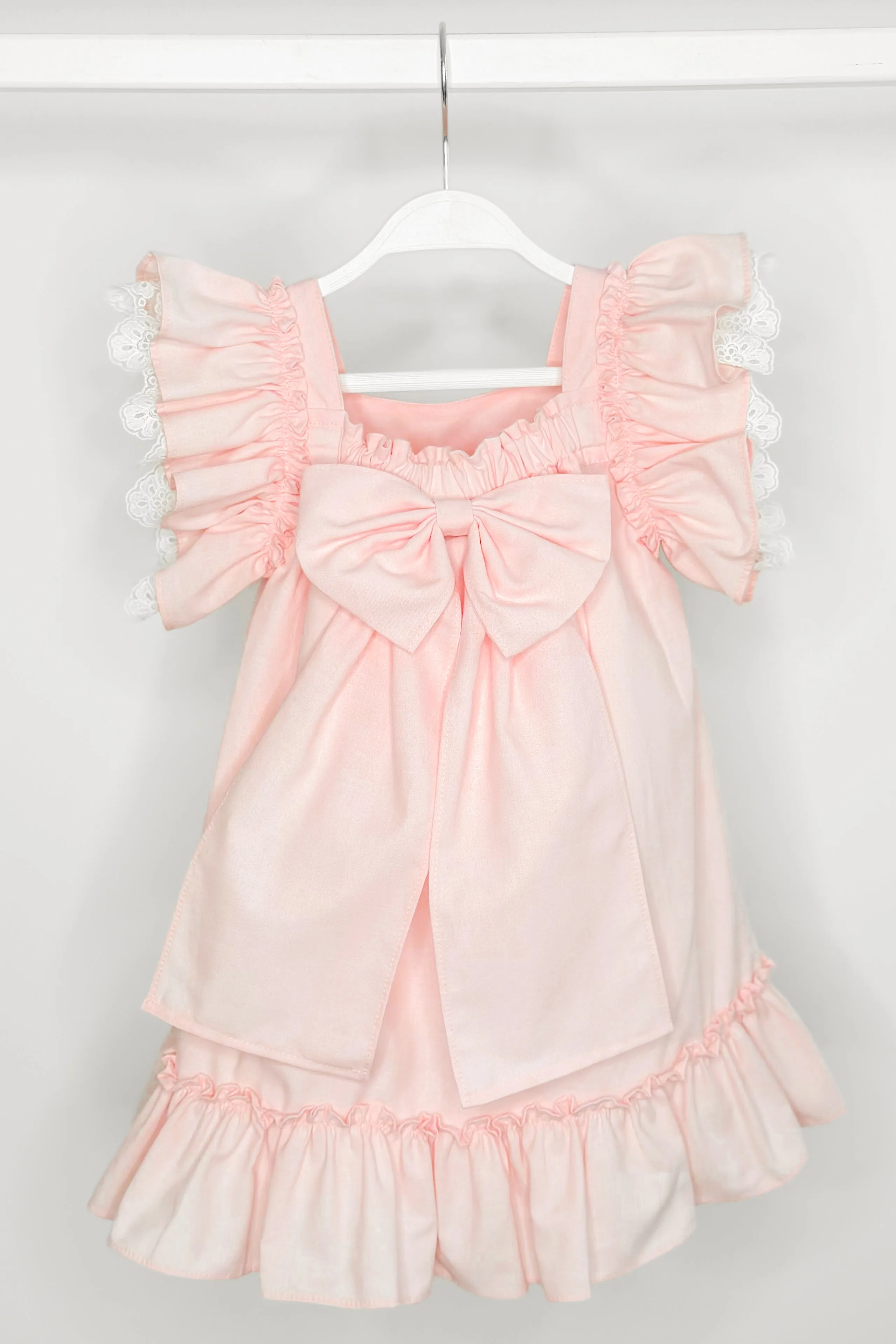 "Celine" Pink Lace Sleeve Dress
