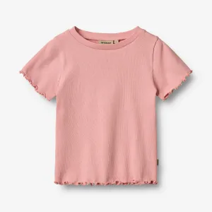 Rib T-shirt S/S Alicia - rose