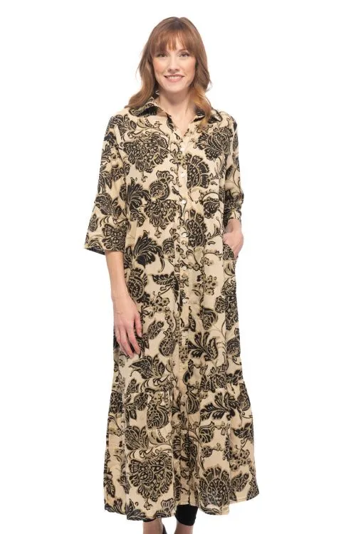 Safari Dress- Gold Paisley
