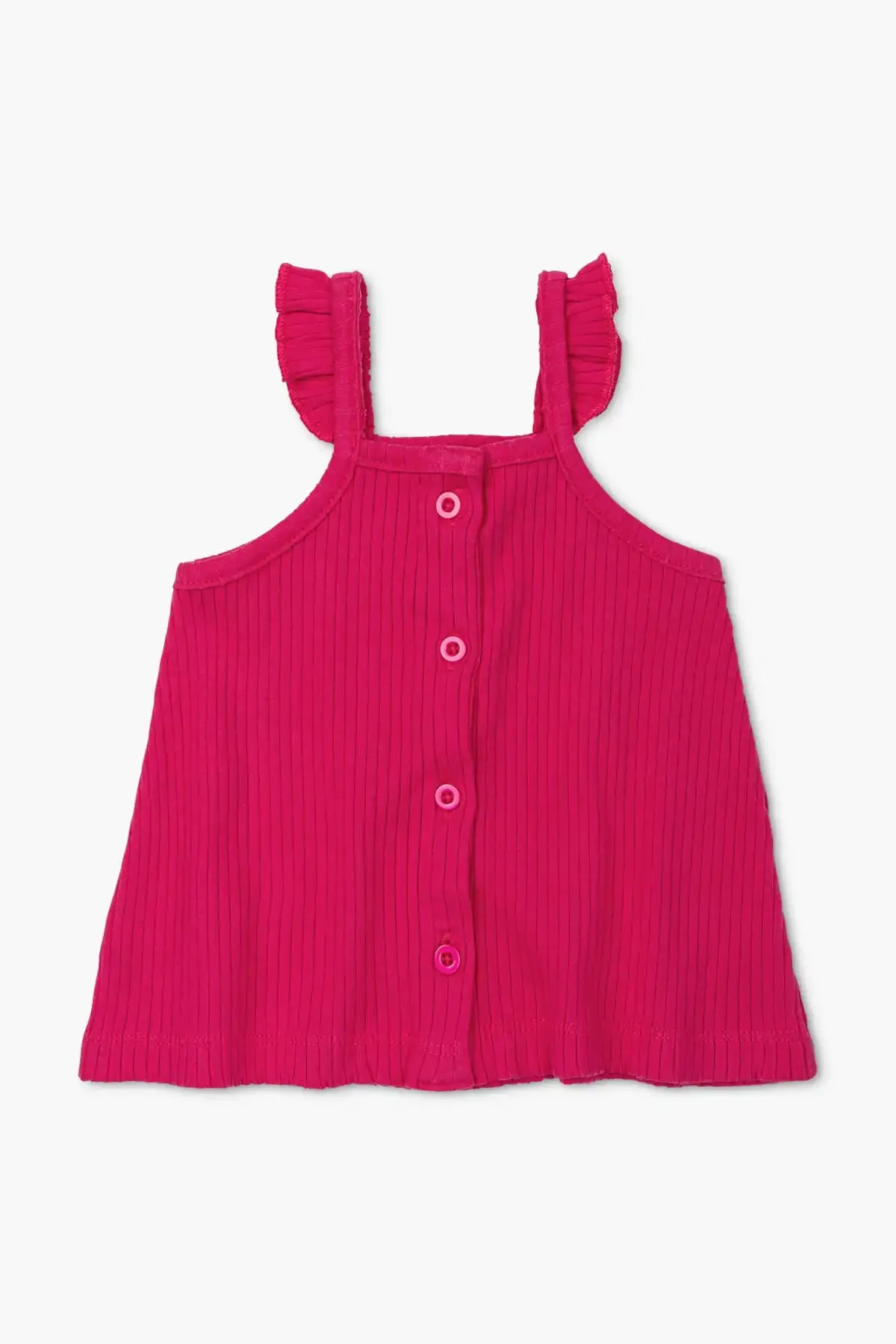 SALE - Ribbed Button-Down Dress_Hot Pink