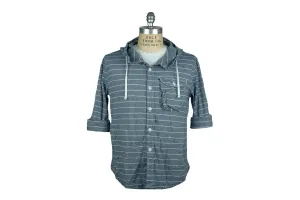 SAVE KHAKI-Chambray Hooded Shirt Jacket (Sky Blue)