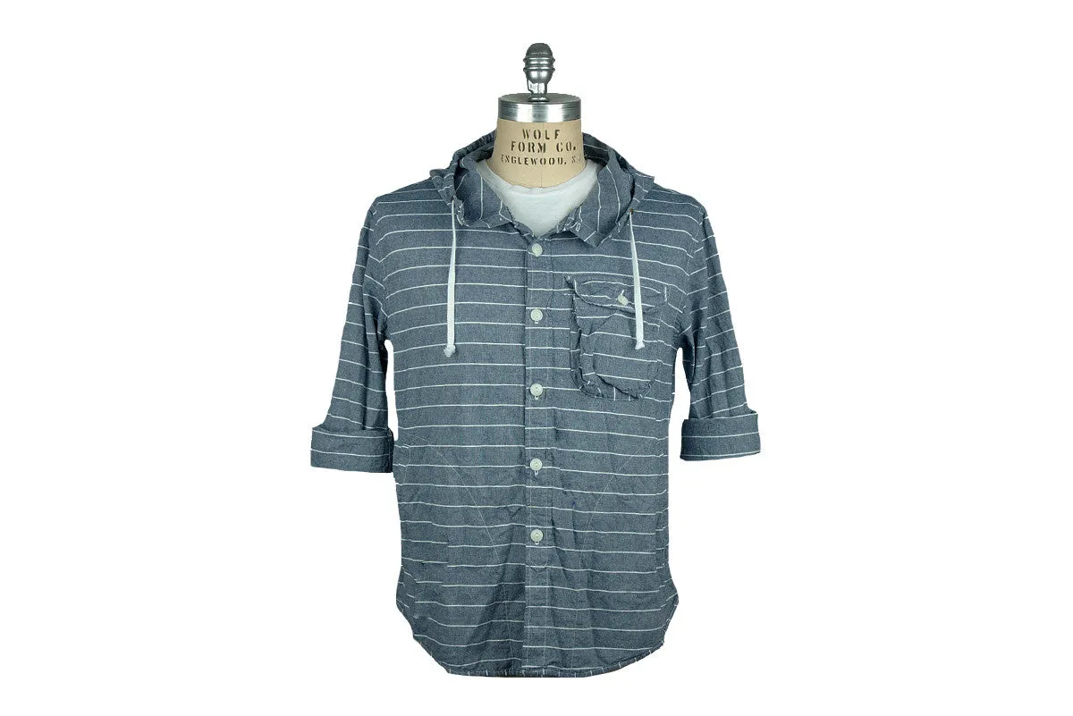 SAVE KHAKI-Chambray Hooded Shirt Jacket (Sky Blue)