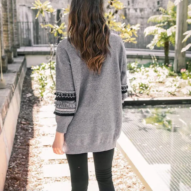 VenusFox Long Tassels Loose Knitting Sweater Cardigan