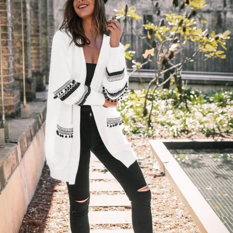 VenusFox Long Tassels Loose Knitting Sweater Cardigan