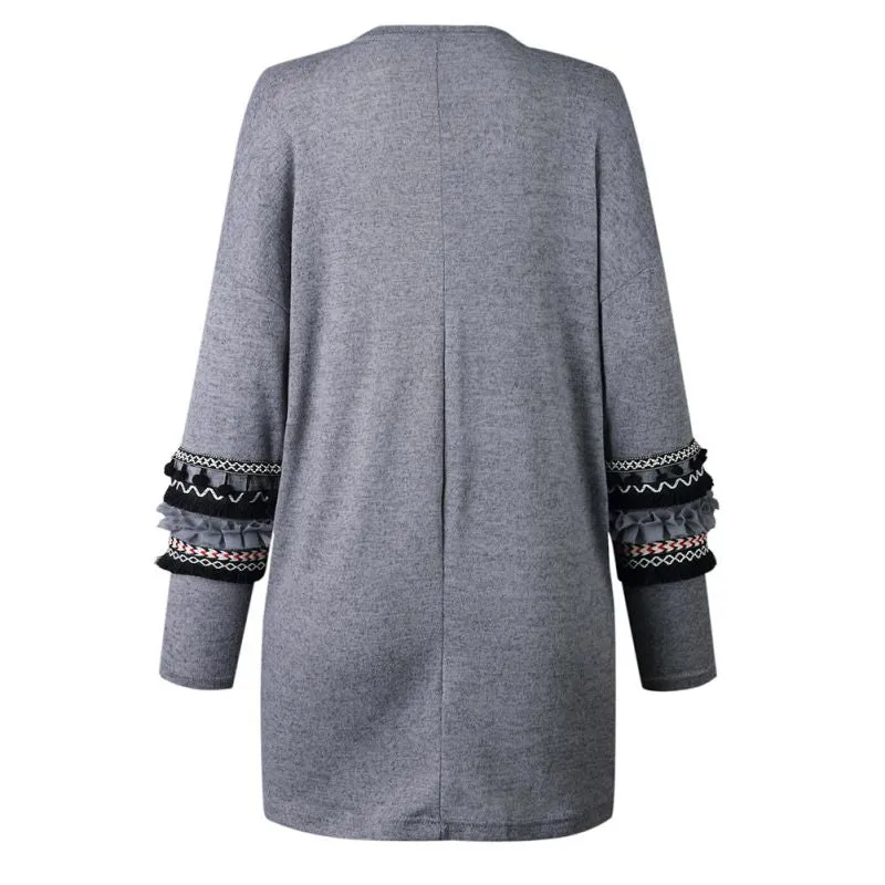 VenusFox Long Tassels Loose Knitting Sweater Cardigan