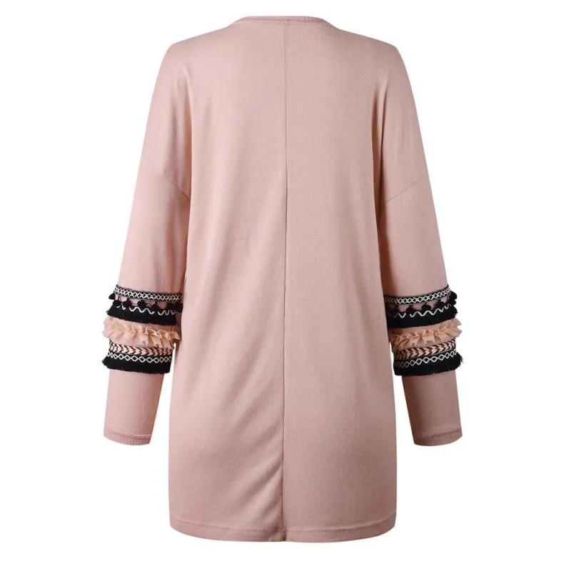 VenusFox Long Tassels Loose Knitting Sweater Cardigan