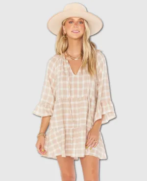 Viola Mini Dress Cream Plaid