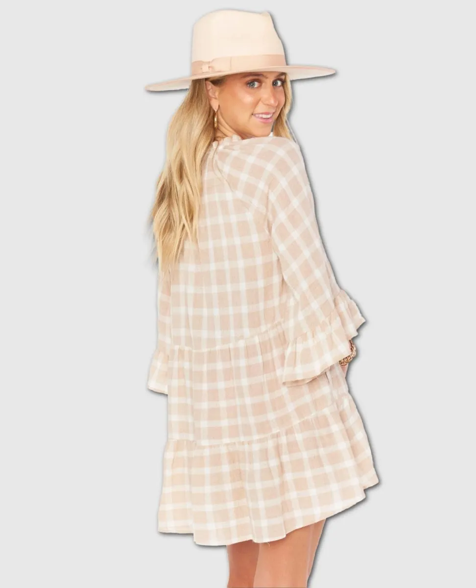 Viola Mini Dress Cream Plaid