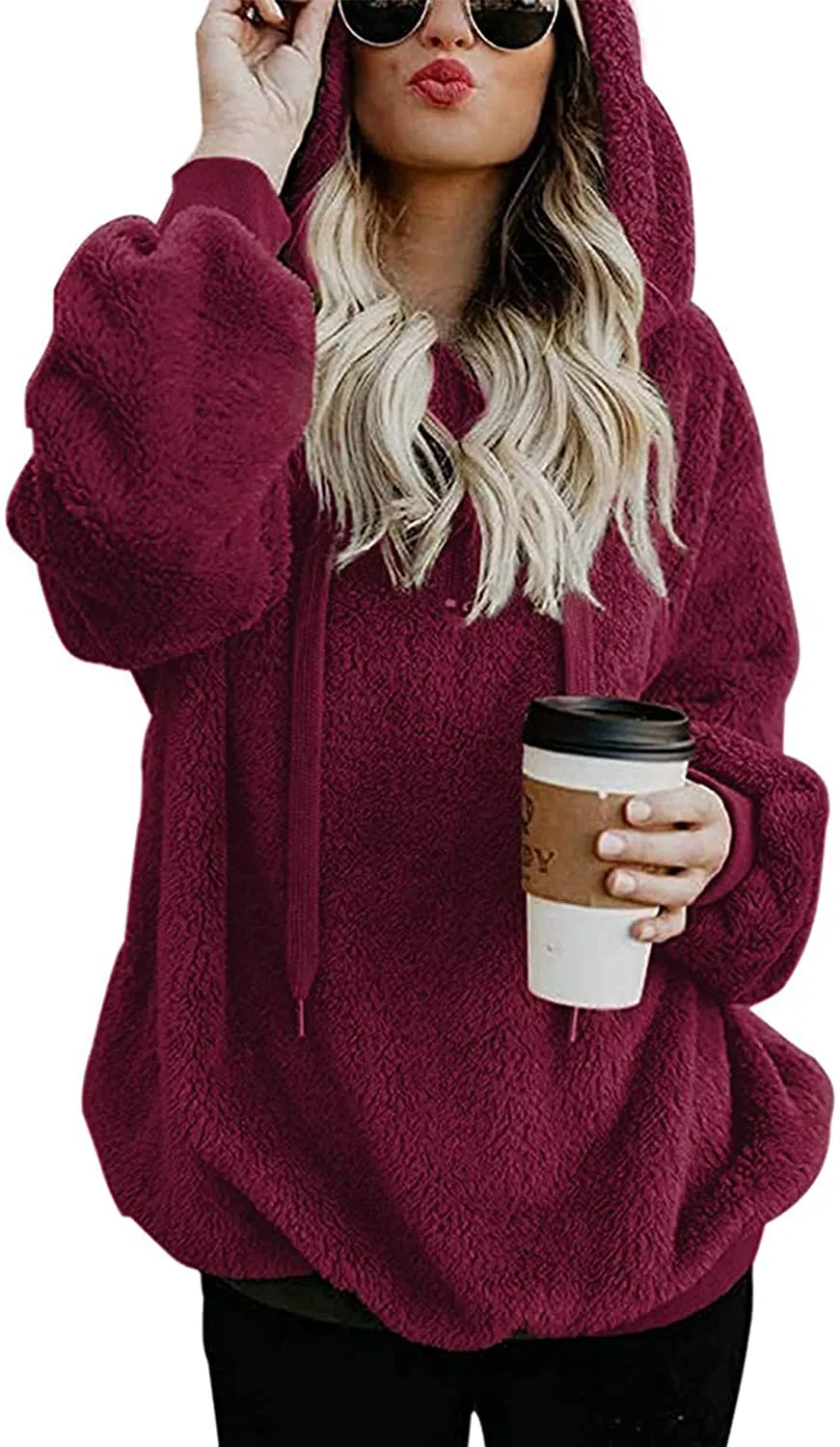 Women's Ultra Soft 1/4 Zip Fleece Jackets Oversized Casual Lightweight Active Pullover Hoodie Sweatshirt with Pockets